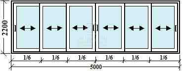 Раздвижная дверь AL900 5000х2200mm