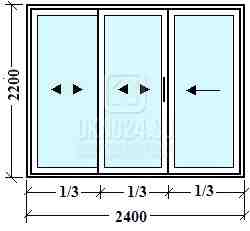 Раздвижная дверь AL900 2400х2200mm