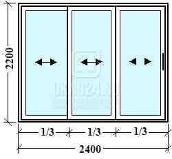 Раздвижная дверь AL900 2400х2200mm